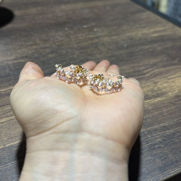 Elegant 14K Gold Plated Pearl Floral Hoop Earrings - Picture 9 of 16